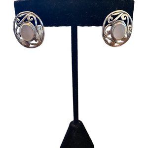 925 Sterling Silver and Mother of Pearl Earrings, Post Back